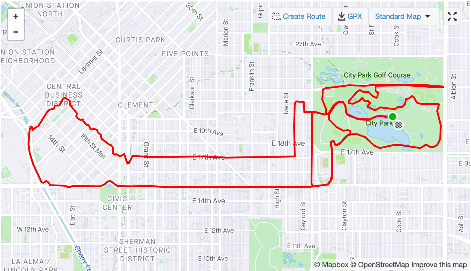 course map of the run from Strava