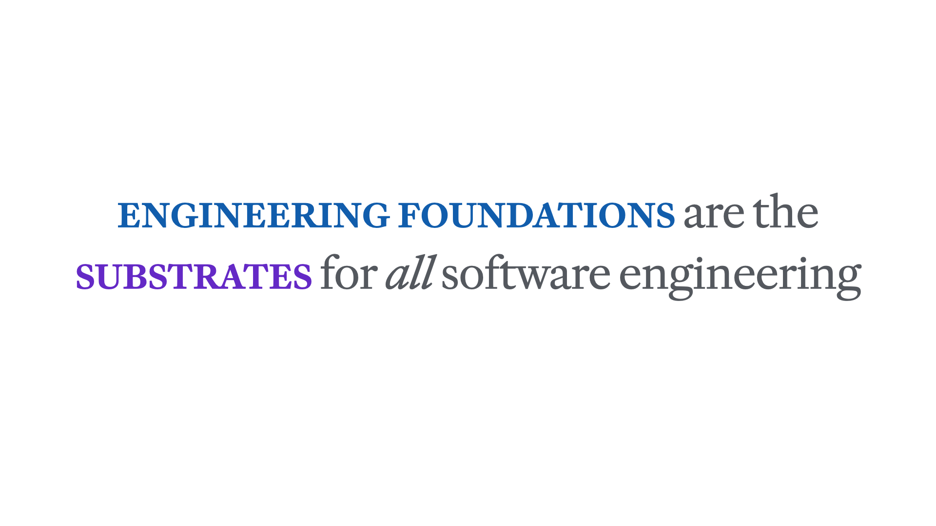 Slide reading 'Engineering foundtions are the substrates for all software engineering'